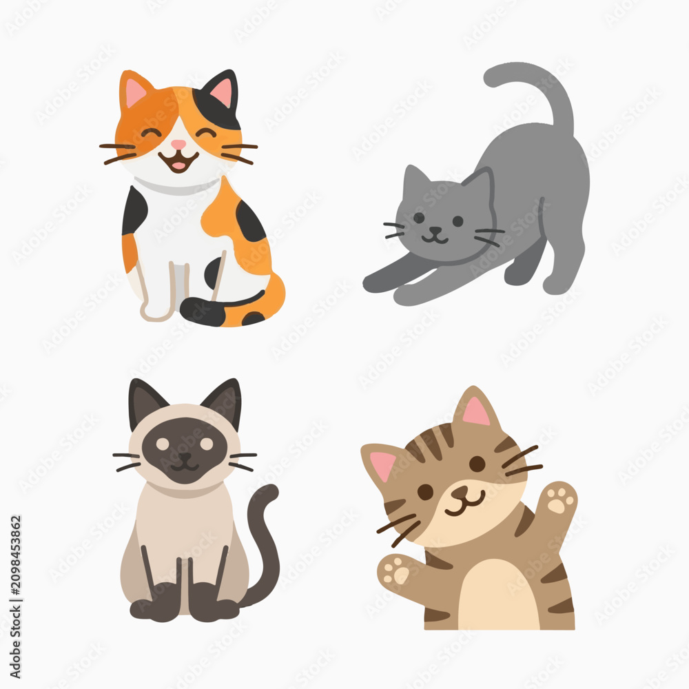 Fototapeta premium Friendly Cartoon Cat Vector Graphic