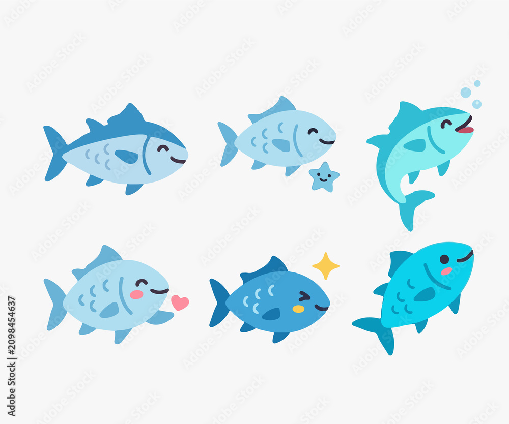 Fototapeta premium Cartoon Marine Fish