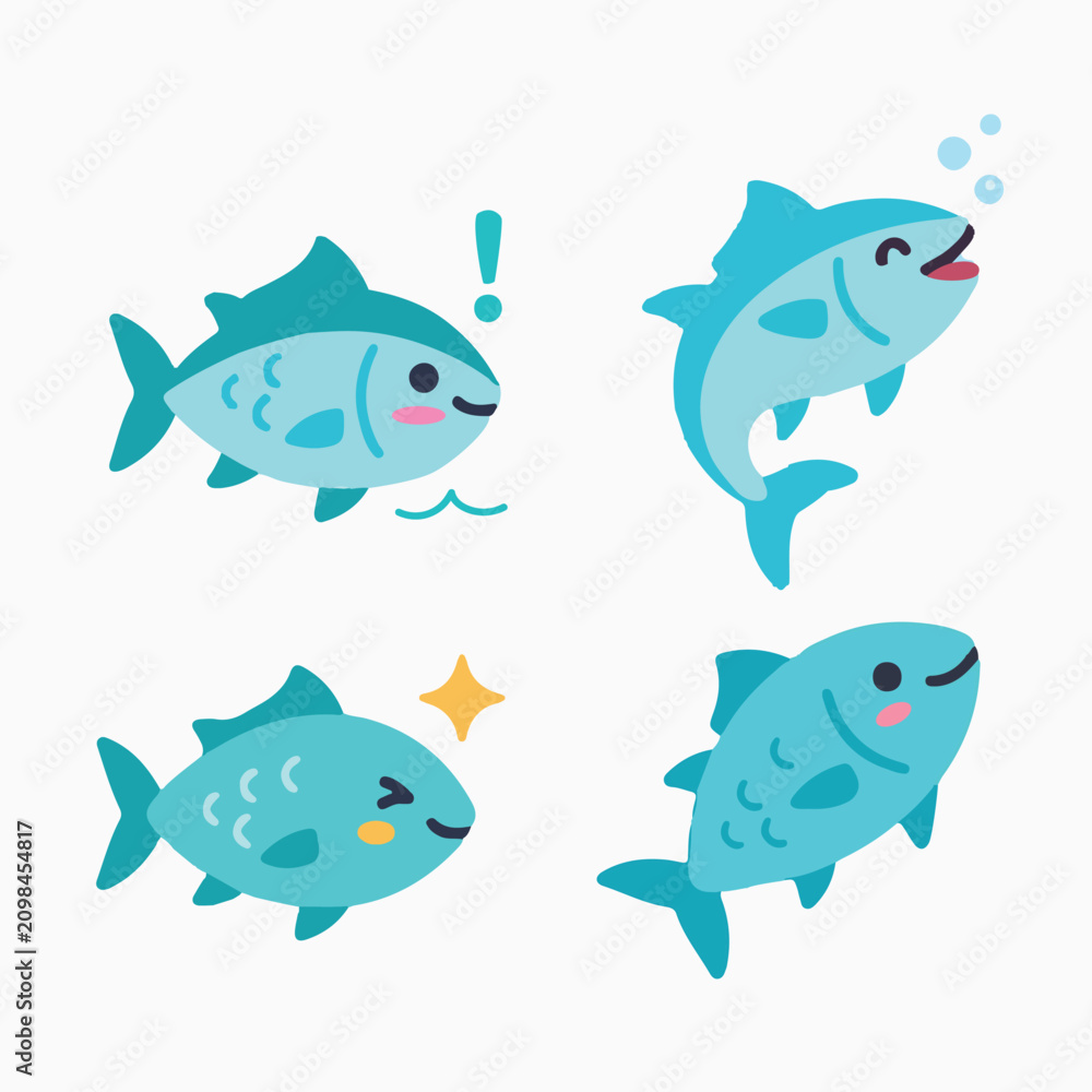 Fototapeta premium Blue Aquarium Fish Vector Design