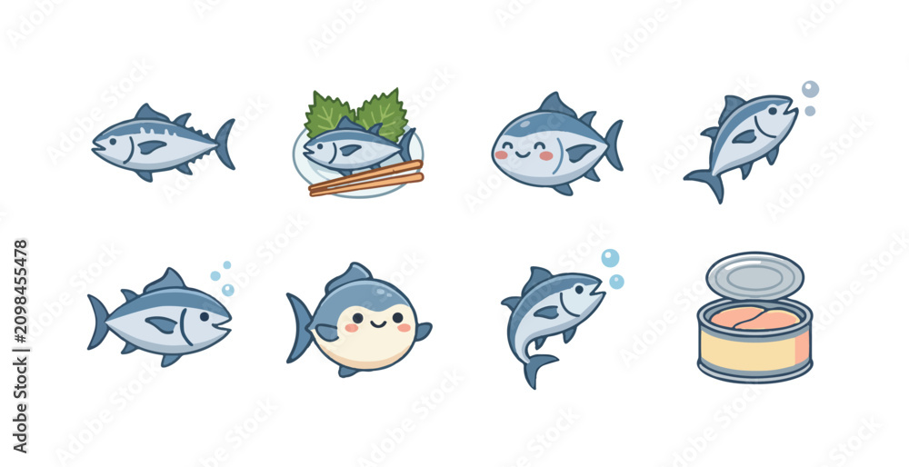 Fototapeta premium Ocean Tuna Fish Illustration