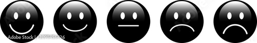 Four diverse cartoon emoji faces showing emotions. Isolated smiley icons for communication and mood expression. PNG isolated on transparent background