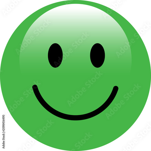 Smiley face emoji icon isolated on transparent background. Bright green happy cartoon expression for digital design and messaging. PNG