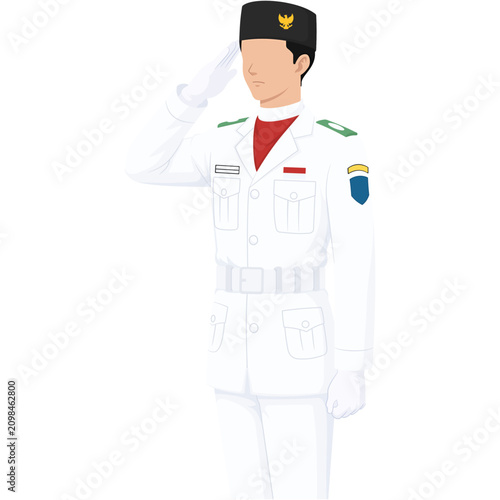 Indonesian Flag Raiser Saluting
