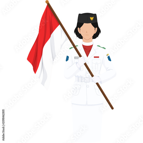 Woman Holding Indonesian Flag