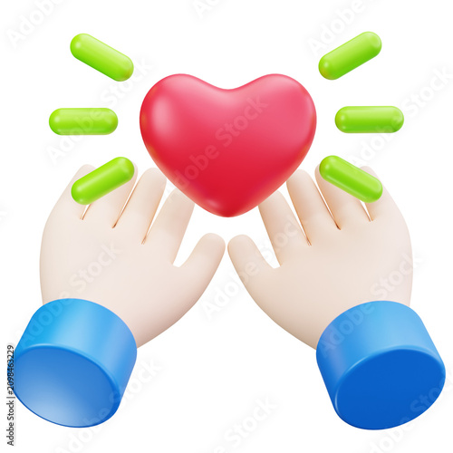 Social Care Heart Hands 3D Illustration
