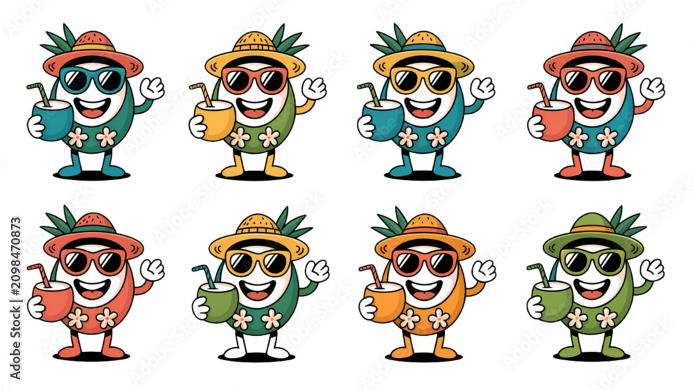Obraz premium Colorful cartoon characters dancing and celebrating in a festive party atmosphere Vector