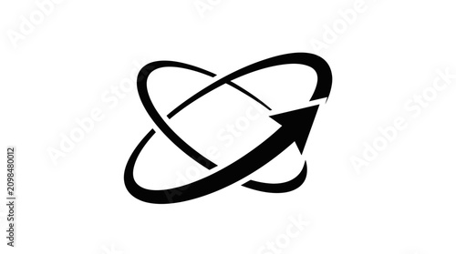 Black Arrows in Circle Motion Symbol.