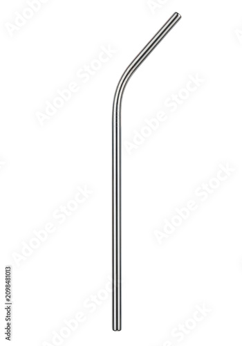 Stainless steel bent drinking straw.