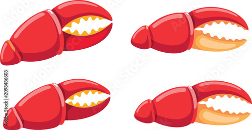 Obraz na plátně Fresh Red Crab Claw Vector Icon Set Featuring Cooked Seafood Pincers for Ocean F