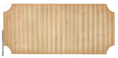 Hand painted watercolor vintage ticket with vertical stripes and decorative notched corners. Creative artistic background template for greeting card, branding, packaging, invitations, poster design.