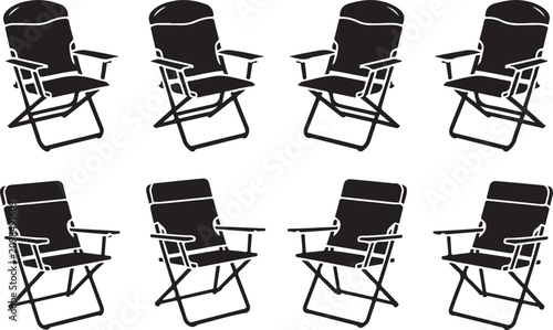 Cuadro en lienzo Folding beach chairs in different reclined positions
