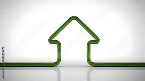 Minimal green house outline symbol representing eco friendly home and real estate concept
