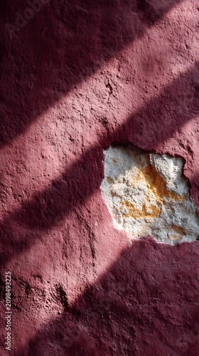 Textured Wall Surface with Natural Light and Shadows Creating Unique Patterns and Color Variations