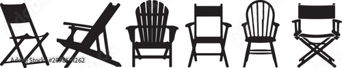 Five different folding chairs design vector illustration