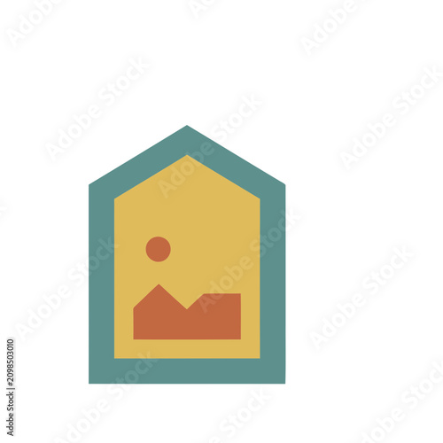Abstract House Icon with Landscape