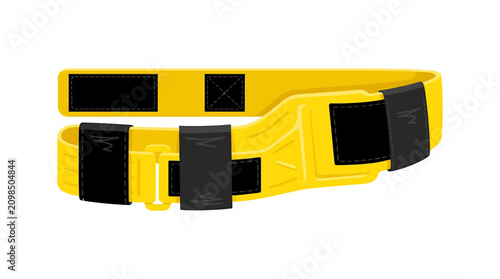 Foto Yellow Plastic Spine Board Head Restraint Strap