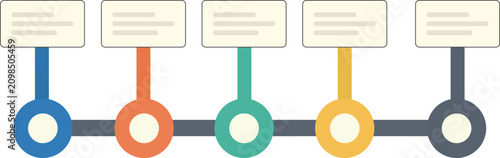 Foto Timeline Infographic Template with Five Colorful Circles Text Boxes Horizontal P