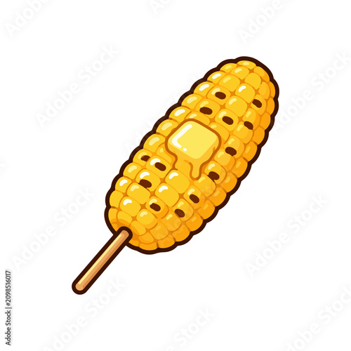 Buttered Corn on the Cob Flat Vector