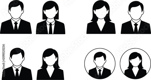Business Avatar Icon Set Collection with Male and Female Professional User Profile Symbols