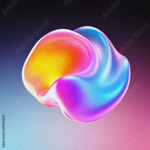 Cuadro en lienzo Vibrant 3D colorful blob shape vivid liquid gradient background