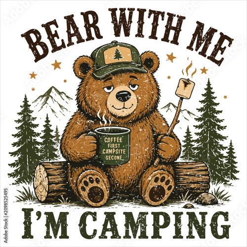 Camper Vibes On Tshirt Vector, Outdoor Adventure Illustration, Hiking Vintage Nature Quote, Camper Life Graphic