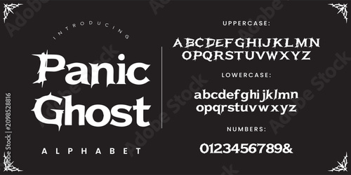 Schilderij op canvas Panic Ghost spooky horror font for dark aesthetic and thriller titles