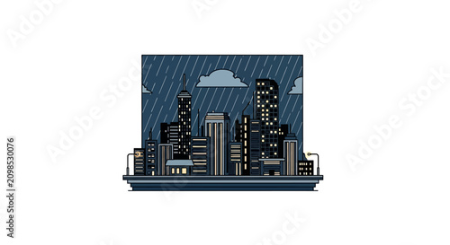 Cuadro en lienzo City Skyline at Night Time.