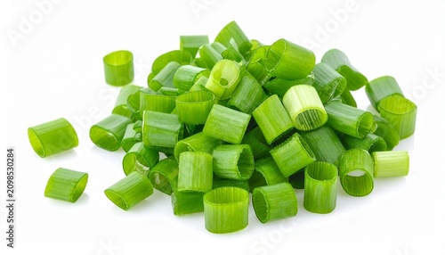 Freshly chopped green onions symbolizing flavor, vitality, and culinary freshness in modern food photography harmony.
