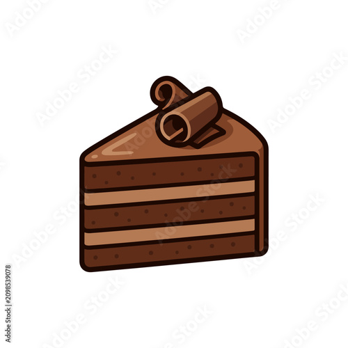 Chocolate Layer Cake Slice Flat Vector