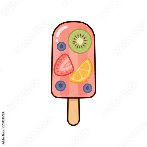 Flat Fruit Popsicle Icon
