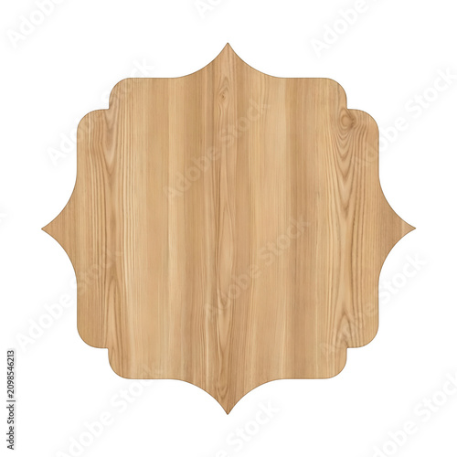 Oak Wood Ornate Frame Plaque isolated on Transparent Background