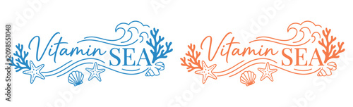 Vitamin sea hand lettering typography design isolated on white background