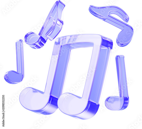 Photography Holographic glass music notes on pastel purple 3D background