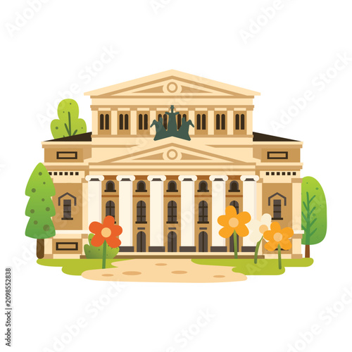 Canvas Print Classical opera theater with columns isolated on white background