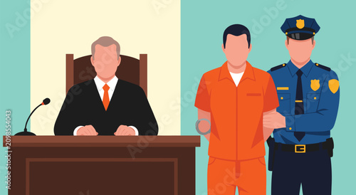 Φωτογραφία Courtroom Trial Vector Illustration Design Featuring A Judge Presiding Over A Ha