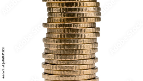 Canvas Print Stack of gold euro coins, isolated on transparent background