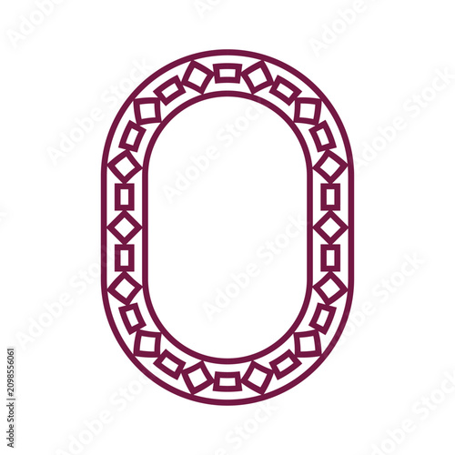 Diamond Chain Link Interlocking Trellis Rounded Rectangle Frame, Art Deco Lattice Medallion Border Vector