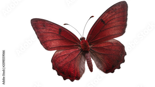 Foto Detailed deep red butterfly with velvety texture, isolated on transparent backgr