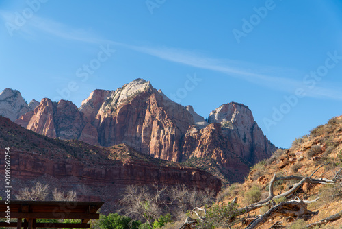 Scenic Sandstone Cliffs and Canyon Landscape in Zion National Park, Utah