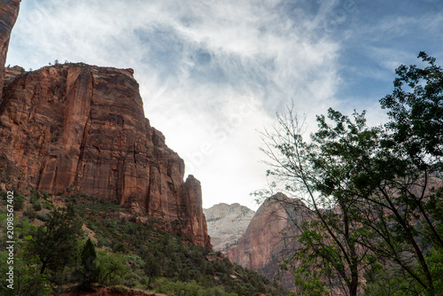 Scenic Sandstone Cliffs and Canyon Landscape in Zion National Park, Utah