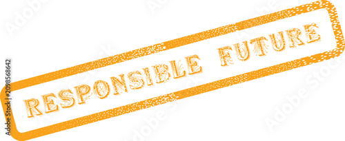 Foto An orange distressed rubber stamp displaying the crucial phrase Responsible Futu
