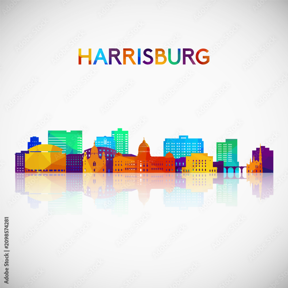 Naklejka premium Harrisburg skyline silhouette in colorful geometric style. Symbol for your design. Vector illustration.