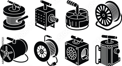 Quadro em tela Industrial Cable Reel and Wire Spool Isometric Vector Icon