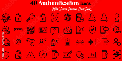 Fotografie Authentication icon set security access control and user verification graphics