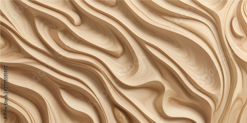 Seamless golden silk wood texture background with soft flowing satin waves and luxury cream fabric material curves for a smooth decorative backdrop pattern