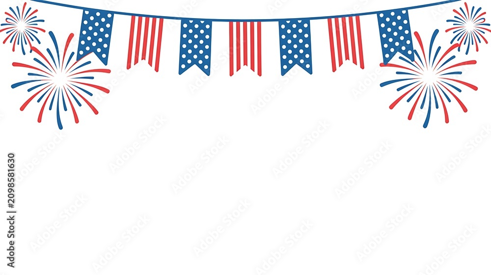 Obraz premium American patriotic banner with flags fireworks and festive celebration background