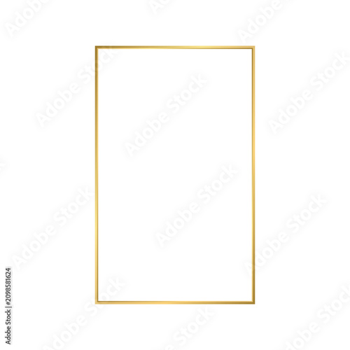 Elegant Thin Gold Rectangle Frame Border with Metallic Gradient Vector on White Background