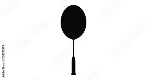 Schilderij op canvas Black silhouette of a tennis racket against a white background silhouette