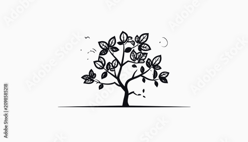 Tree with leaves and branches growing.