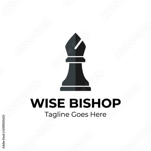 Foto Symmetrical silhouette of a bishop chess piece for strategy branding